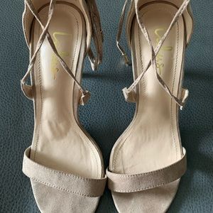 Lulus Nude Strappy Heels
